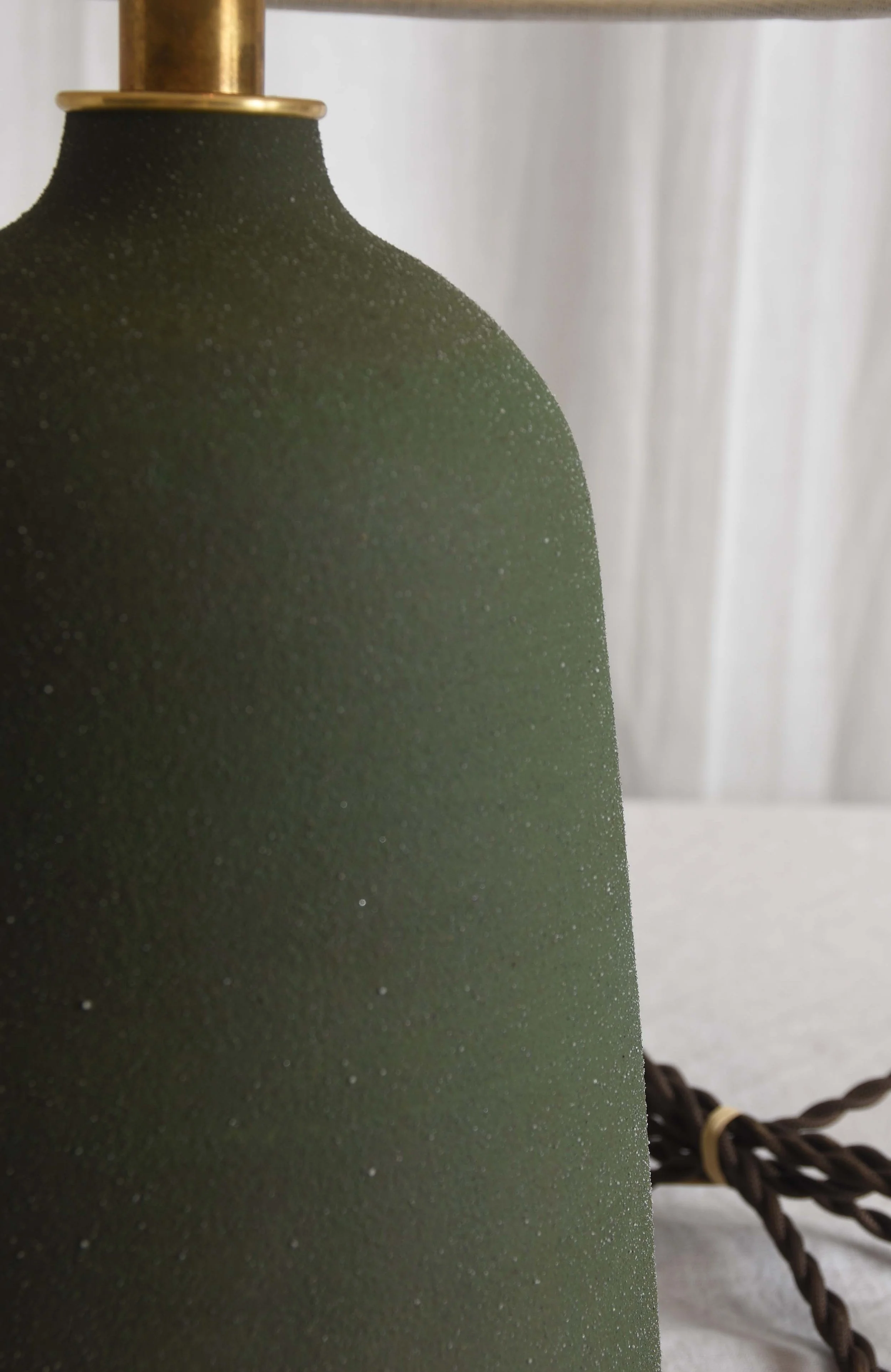 DARK MATTE OLIVE SLANTED DOME LAMP — MMHP Ceramics